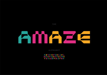 Vector of stylized amaze alphabet and fontのイラスト素材