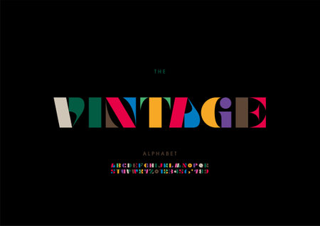 Vector of stylized vintage alphabet and fontのイラスト素材