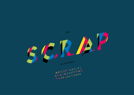 Vector of stylized scrap alphabet and fontのイラスト素材