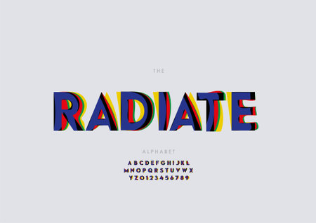 Vector of stylized radiate alphabet and fontのイラスト素材