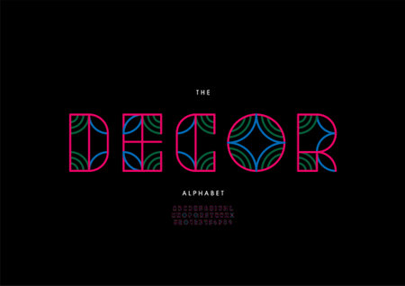 Vector of stylized decor alphabet and fontのイラスト素材