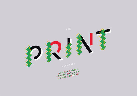 Vector of stylized print alphabet and fontのイラスト素材