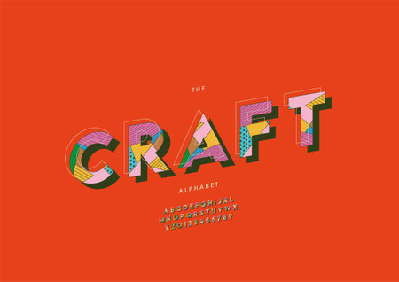 Vector of stylized craft alphabet and fontのイラスト素材