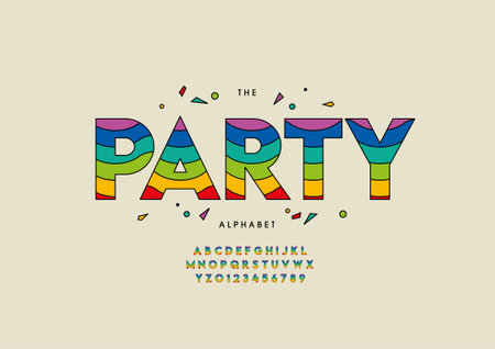 Vector of stylized party alphabet and fontのイラスト素材