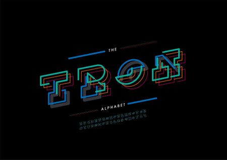 Vector of stylized tron alphabet and fontのイラスト素材
