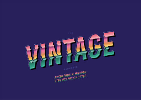 Vector of stylized vintage alphabet and fontのイラスト素材