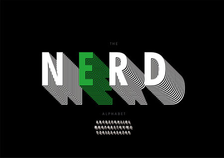 Vector of stylized nerd alphabet and fontのイラスト素材