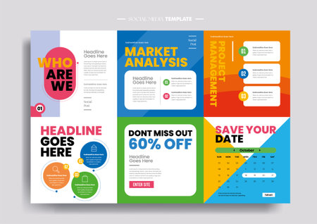 Vector of modern stylized social media post and templateのイラスト素材