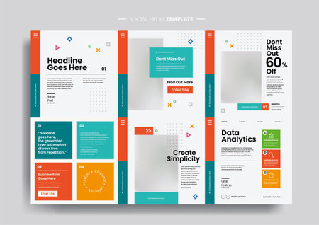 Vector of modern stylized social media post and templateのイラスト素材