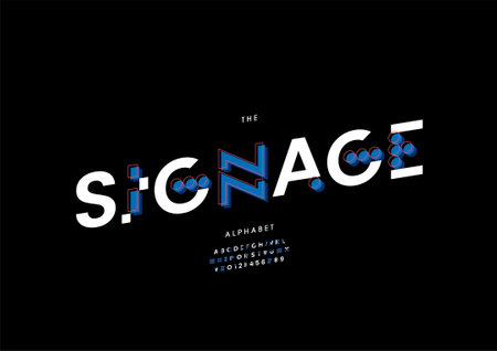Vector of stylized signage alphabet and fontのイラスト素材