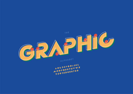 Vector of stylized graphic alphabet and fontのイラスト素材