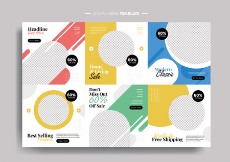Vector of modern stylized social media post and templateのイラスト素材