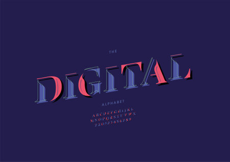 Vector of stylized digital alphabet and fontのイラスト素材
