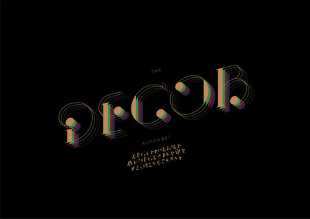 Vector of stylized decor alphabet and fontのイラスト素材