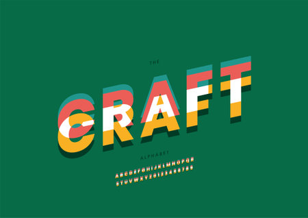 Vector of stylized craft alphabet and fontのイラスト素材