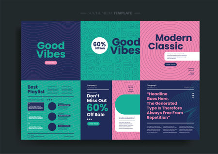 Vector of modern stylized social media post and templateのイラスト素材