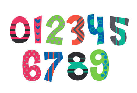 Designer alphabet numbersのイラスト素材