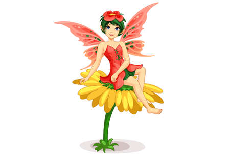 Beautiful flower fairy vector illustration 5のイラスト素材