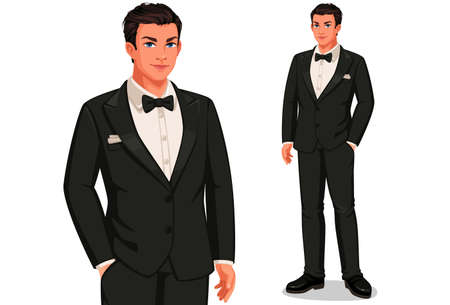 Groom in standing position vector illustrationのイラスト素材