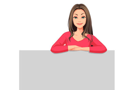 Beautiful Women with the blank boardのイラスト素材