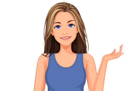 Vector illustration of beautiful teenage girl with different facial expression 5のイラスト素材