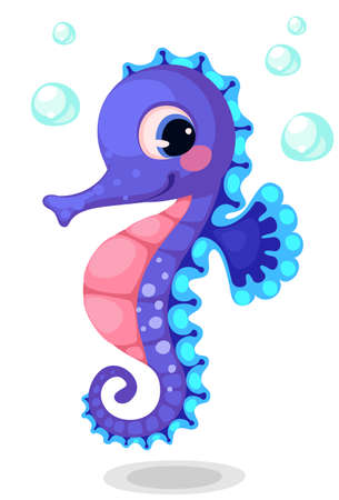 Beautiful seahorse cartoon vector illustrationのイラスト素材