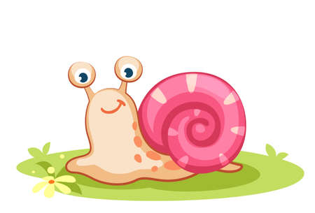 Cute cartoon snail vector illustrationのイラスト素材