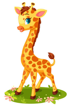 Cute giraffe cartoon vector illustrationのイラスト素材