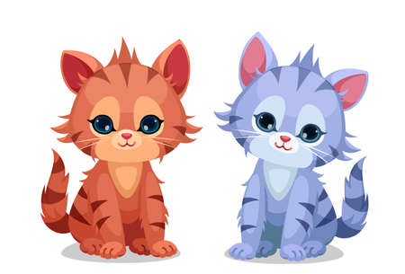 Cute little kittens vector illustrationのイラスト素材