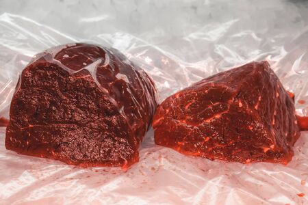 Raw whale meet sold at the Tsukiji fish market in Tokyo