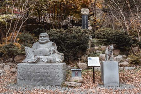 Shrine with sitting buddha in Golgulsa Temple in South Korea