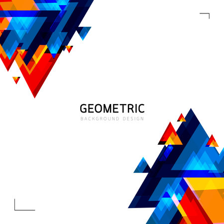 Modern Triangle 3d polygonal abstract design. red, blue and orange shapes style with Future geometric design. Vector geometry futuristic decoration. vector and illustration design.のイラスト素材