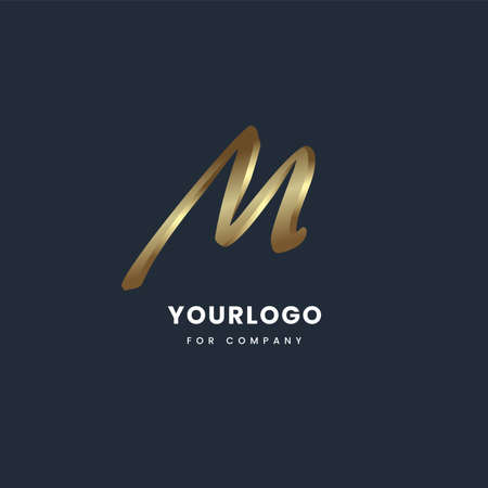 Golden gradient LOGO design in M character style used for company LOGO and Branding trade mark templates.のイラスト素材