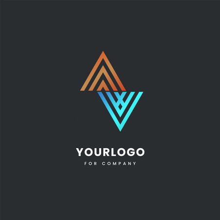 the best Logo design by lines shapes with blue and orange color mode used in the company trademark and business area design on dark backgroundのイラスト素材