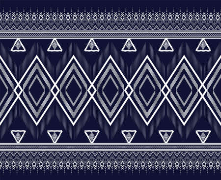 Geometric ethnic pattern traditional Design Pattern used for skirt,carpet,wallpaper,clothing,wrapping,Batik,fabric,clothes, Fashion, DARK Vector illustration embroidery texture styleのイラスト素材