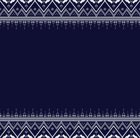 Geometric ethnic embroidery on dark blue background Textutre used for wallpaper,skirt,carpet,wallpaper,clothing,wrapping,Batik,fabric,sheet in Vector,illustrationのイラスト素材