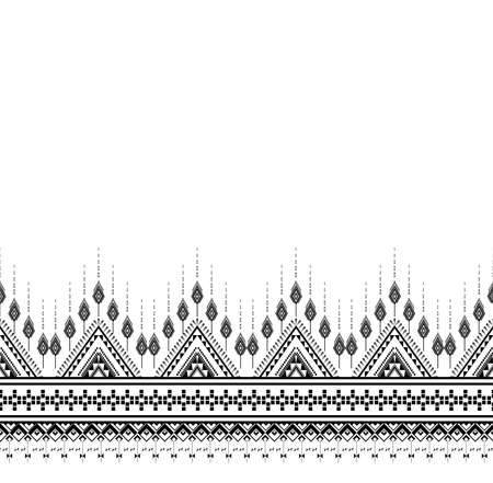 Geometric ethnic texture embroidery design with Dark white background for Clothes, skirt,carpet,wallpaper,clothing,wrapping,Batik,fabric,sheet white triangle shapes Vector, illustration styleのイラスト素材