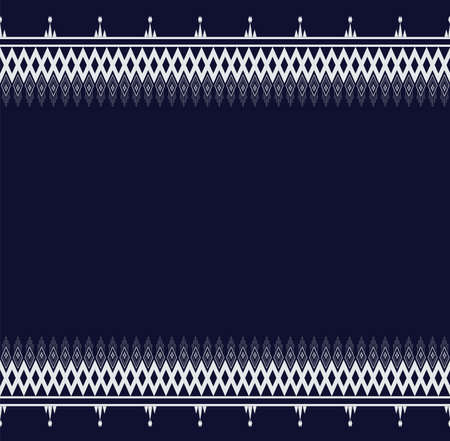 Geometric ethnic texture embroidery design with Dark Blue background design, skirt,carpet,wallpaper,clothing,wrapping,Batik,fabric, triangle shapes Vector, illustration patternのイラスト素材