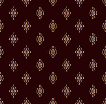 Seamless Geometric ethnic texture embroidery design with Dark Brown background design,...