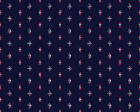 seamless Geometric ethnic texture embroidery design with Dark Blue background design,...