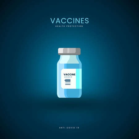 A Vaccine on dark blue background used in medical and helth protection, vaccine concepts with Vector, Illustration designのイラスト素材