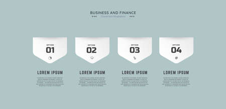 FOUR Infographic template design with 4 icons and options or steps and Business concept and used for process diagram, presentations, workflow layout, banner, flow chart, business and finances design,のイラスト素材
