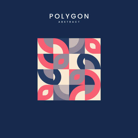 New style os Minimalistic Geometry composition style in muilti-Colored texture Design, with text on blue backgroun, pink and blue and cream, used in wallpaper, patterns, Vector illustrationのイラスト素材