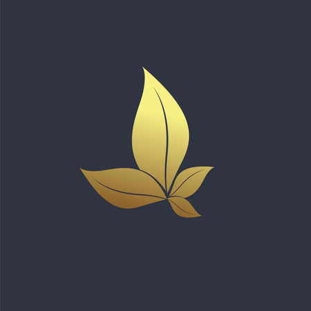 Luxury leaf logo design, modern premium leaves symbol design, golden concept of leaf growth object, vector, illustrationのイラスト素材