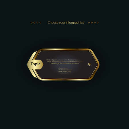 A Luxury circle button designs on dark background. and golden option for levels conceptのイラスト素材