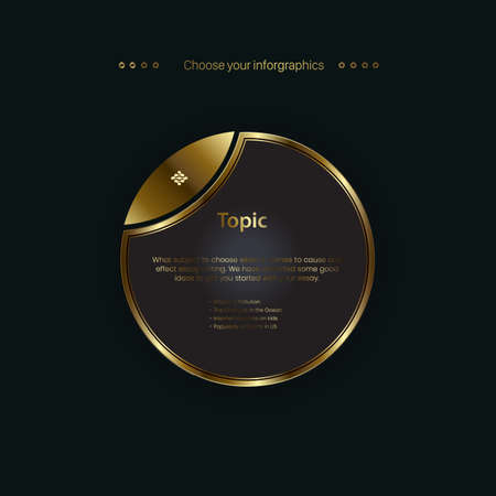 A Luxury circle button designs on dark background. and golden option for levels conceptのイラスト素材