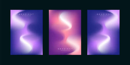 Colorful Abstract fluid wave background. Set of abstract gradient blue, pink, red, purple and brown...