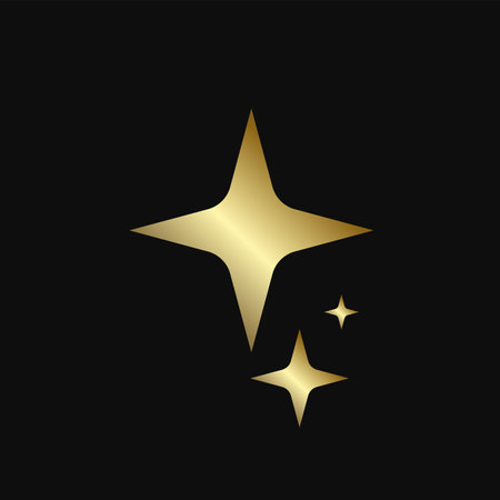 gold Flat sparkling stars for celebraion design, and premuim vector star winks can be used in effect template vector designのイラスト素材