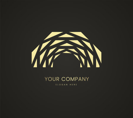 A half premium pieces triangles logo design, and pieces of circle cuts s templates for busineww and company. abstract gold logo creative minimal monochrome symbol designのイラスト素材