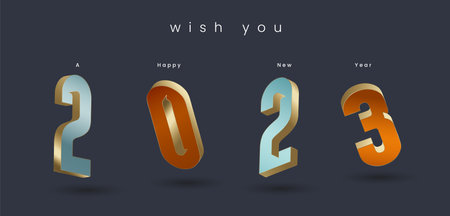 Happy New Year 2023 3Ds LETTERs in gradient color, wish you a happy New Year 2023 Vector,...